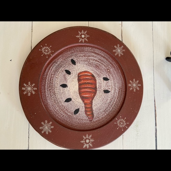 Set of snowman painted primitive plates - Picture 3 of 6